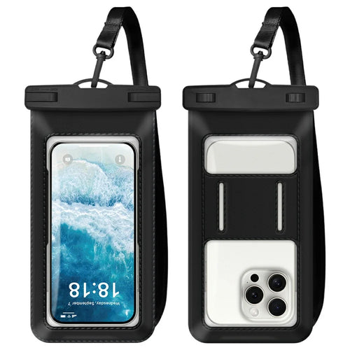 Waterproof Phone Pouch with Handy Strap for Swimming Below 7.2 Inch Smartphones IPX8 Water Resistant Bag - Black - 1