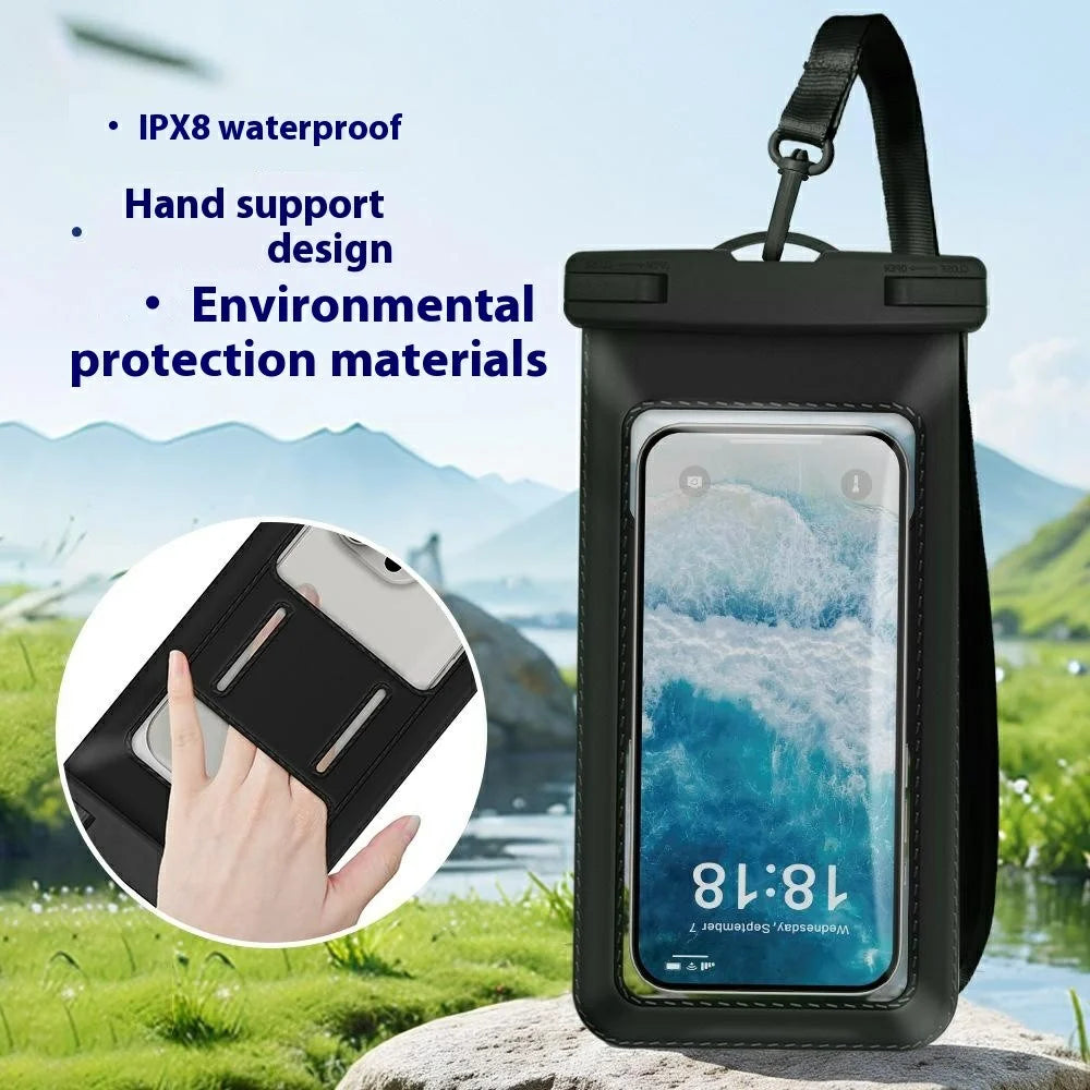 Waterproof Phone Pouch with Handy Strap for Swimming Below 7.2 Inch Smartphones IPX8 Water Resistant Bag - Black - 2