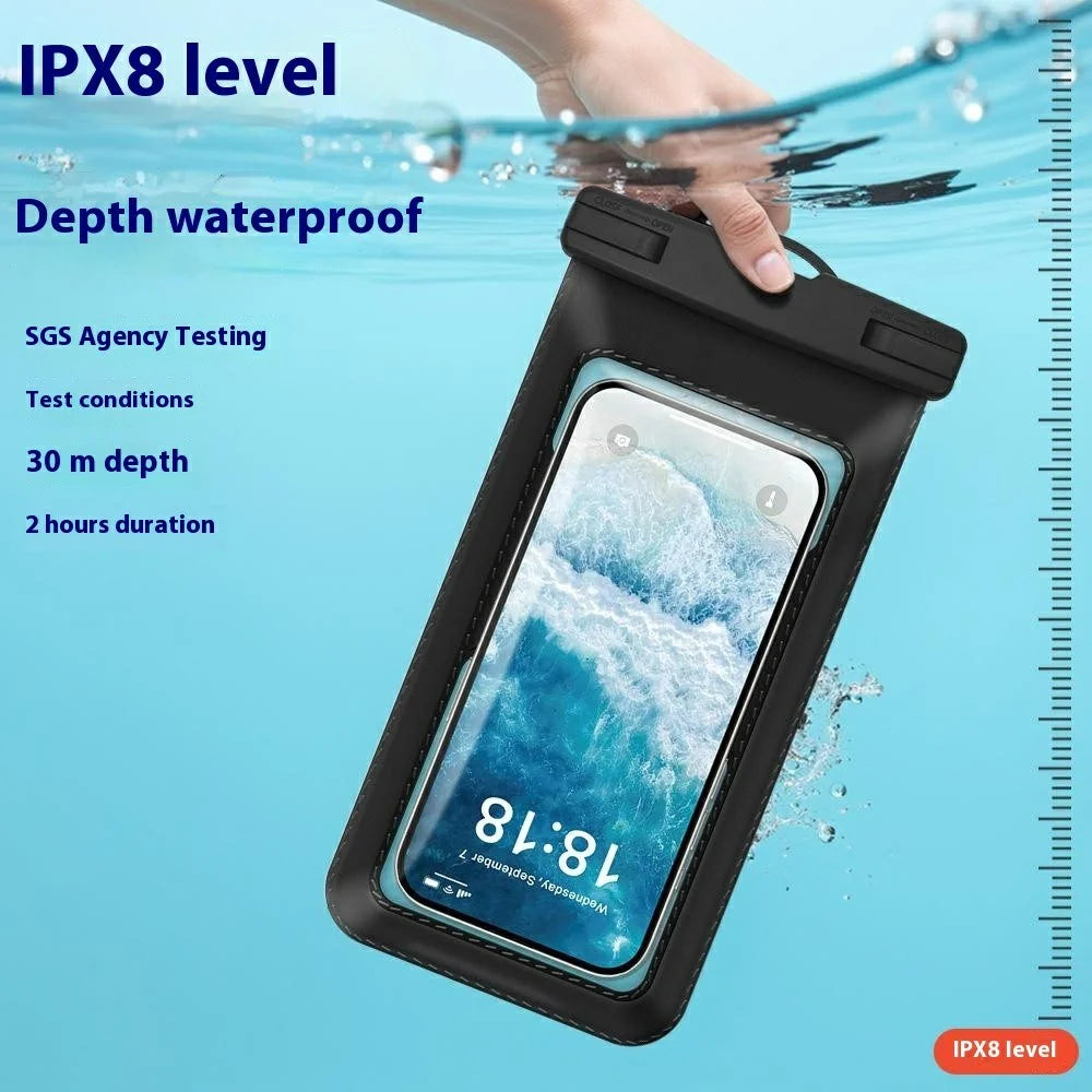 Waterproof Phone Pouch with Handy Strap for Swimming Below 7.2 Inch Smartphones IPX8 Water Resistant Bag - Black - 3