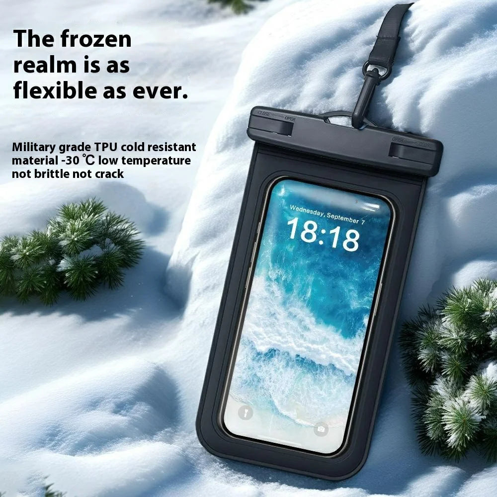 TPU Clear Waterproof Phone Pouch Case for Up to 7.0 Inch  Device IPX8 Touchscreen Sensitive Phone Dry Bag - Black - 2