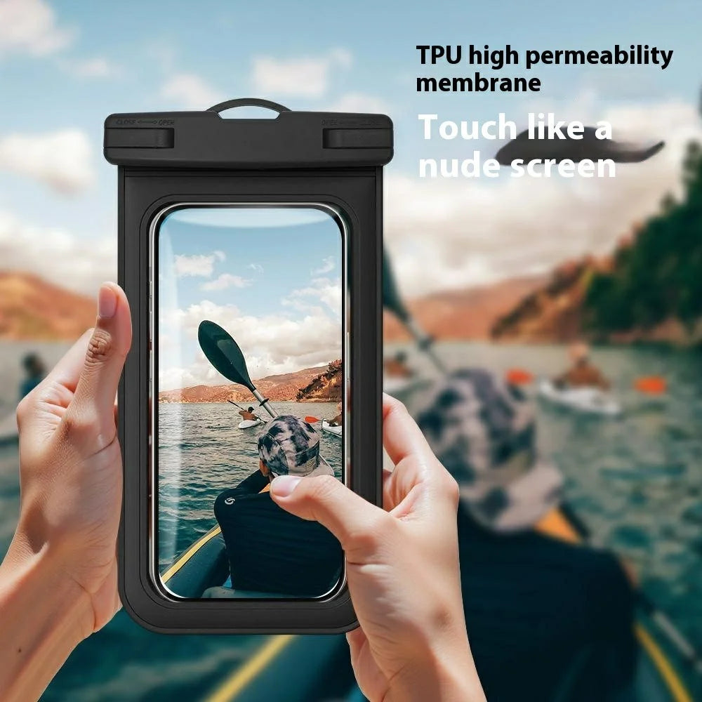 TPU Clear Waterproof Phone Pouch Case for Up to 7.0 Inch  Device IPX8 Touchscreen Sensitive Phone Dry Bag - Black - 3