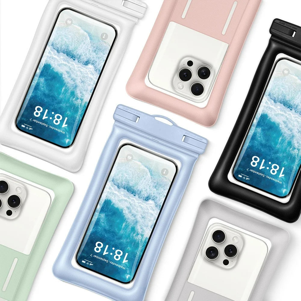 IPX8 Waterproof Phone Pouch with Armband, Airbag for Underwater Below 7.2 inch Cellphones Water Resistant Bag - Black - 2