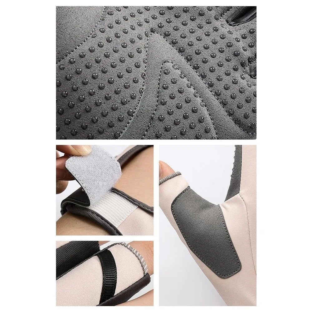 GOLOVEJOY XG84 1 Pair Half Finger Sport Fitness Gloves Anti Slip Shock Absorbing Open Back Mittens - Light Grey  /  S - 5