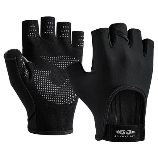 GOLOVEJOY XG85 1 Pair Fitness Cycling Hiking Summer Half Finger Gloves Anti Slip Breathable Workout Gloves - Black / L - 1