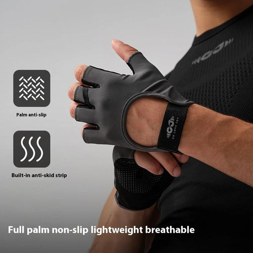 GOLOVEJOY XG85 1 Pair Fitness Cycling Hiking Summer Half Finger Gloves Anti Slip Breathable Workout Gloves - Black / L - 2
