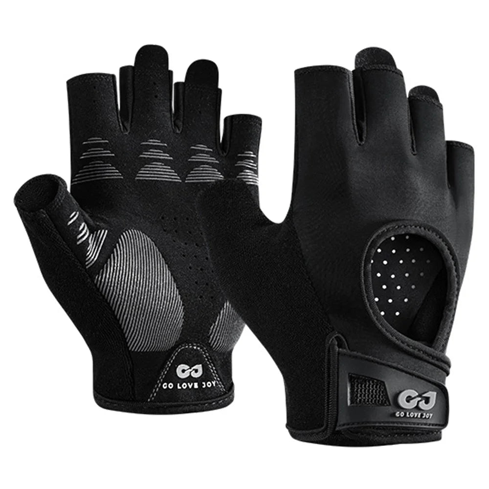 GOLOVEJOY XG86 Shock Absorption Fitness Gloves Non Slip Workout Training Half Finger Mittens - Black / M - 1