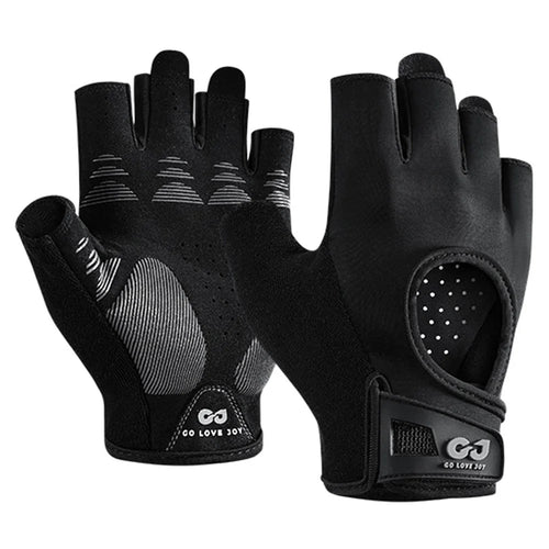 GOLOVEJOY XG86 Shock Absorption Fitness Gloves Non Slip Workout Training Half Finger Mittens - Black / M - 1