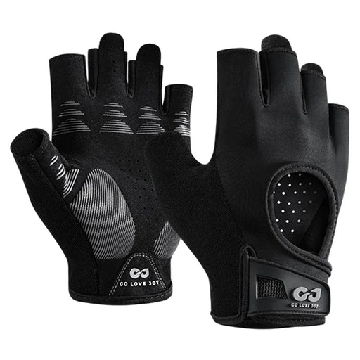 GOLOVEJOY XG86 Shock Absorption Fitness Gloves Non Slip Workout Training Half Finger Mittens - Black / M - 1