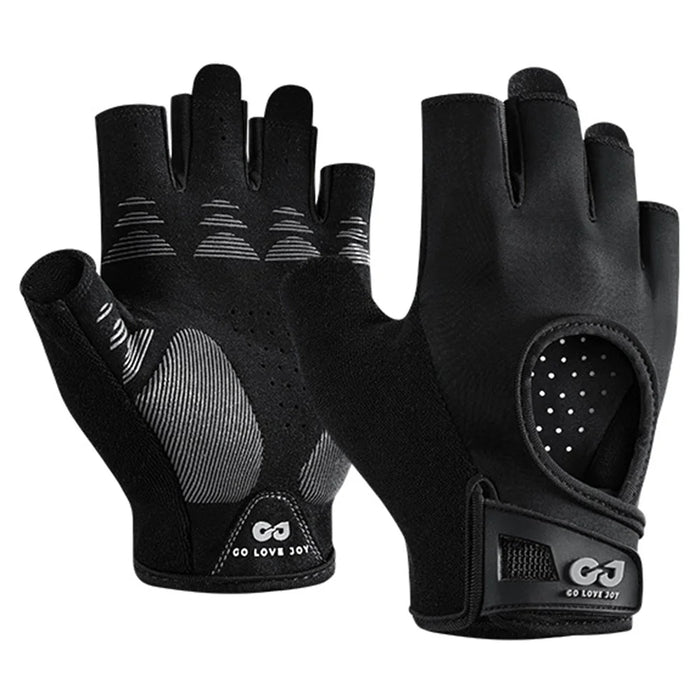 GOLOVEJOY XG86 Shock Absorption Fitness Gloves Non Slip Workout Training Half Finger Mittens - Black / M - 1