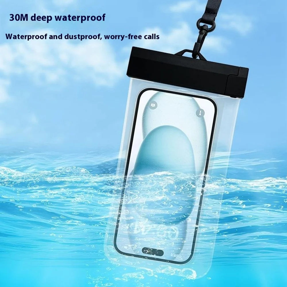 Sliding Rail TPU Waterproof Case for Up To 7.2 Inches Phones Dry Bag Touch Sensitive HD Camera - Black - 2