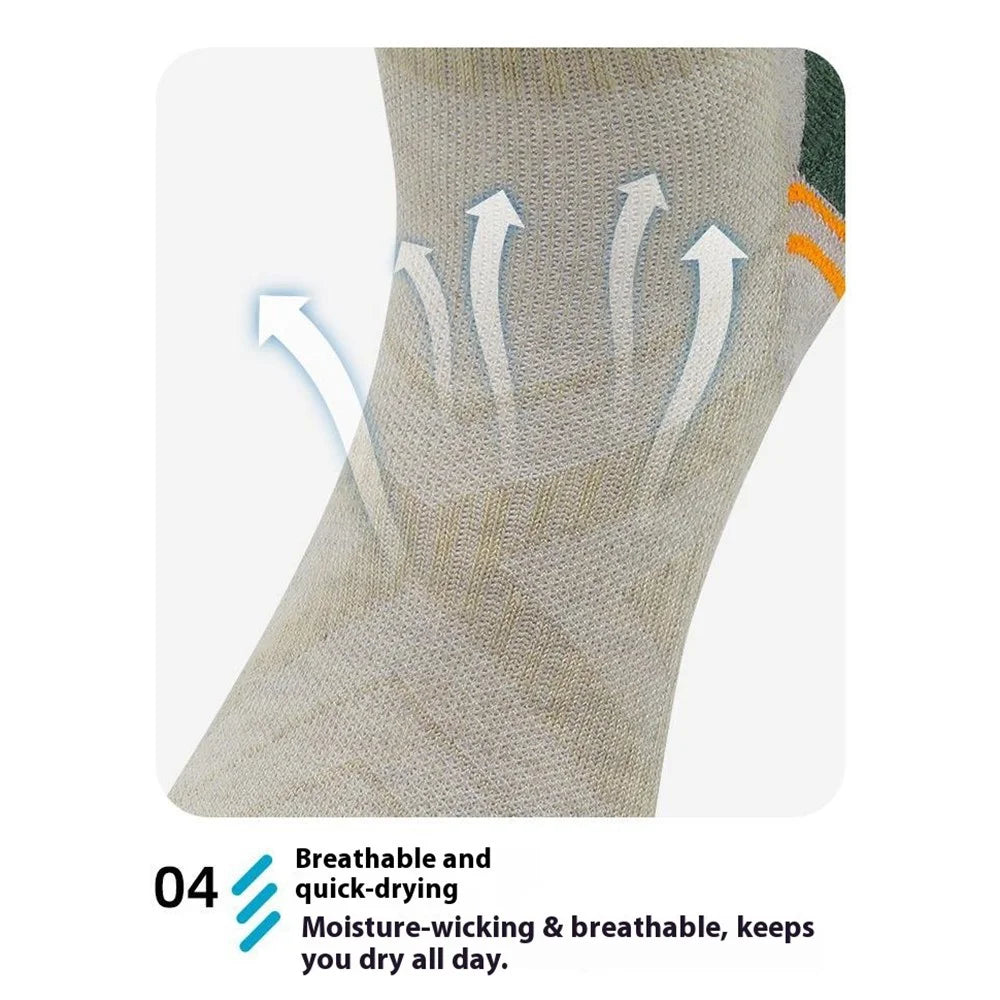 PORFIN 1Pair Wool Ski Socks for Women Warm Thick Hiking Trekking Socks Breathable Moisture Wicking - Camel Green / M / 34-38 - 6