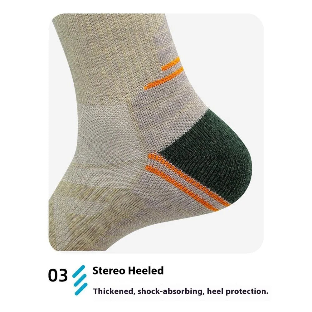 PORFIN 1Pair Wool Ski Socks for Women Warm Thick Hiking Trekking Socks Breathable Moisture Wicking - Camel Green / M / 34-38 - 7