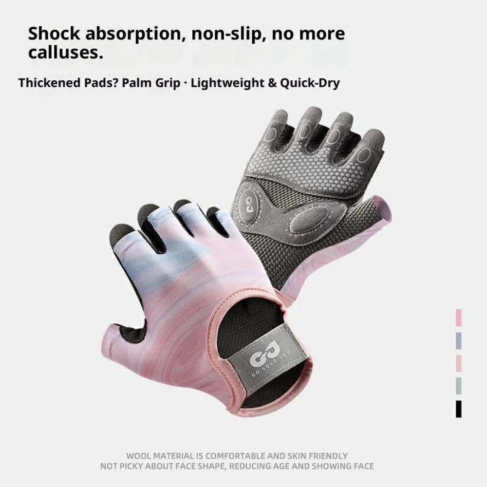 GOLOVEJOY XG66 Breathable Half Finger Gloves for Weightlifting Training Shock Absorbing Fitness Mittens - Black / S - 3