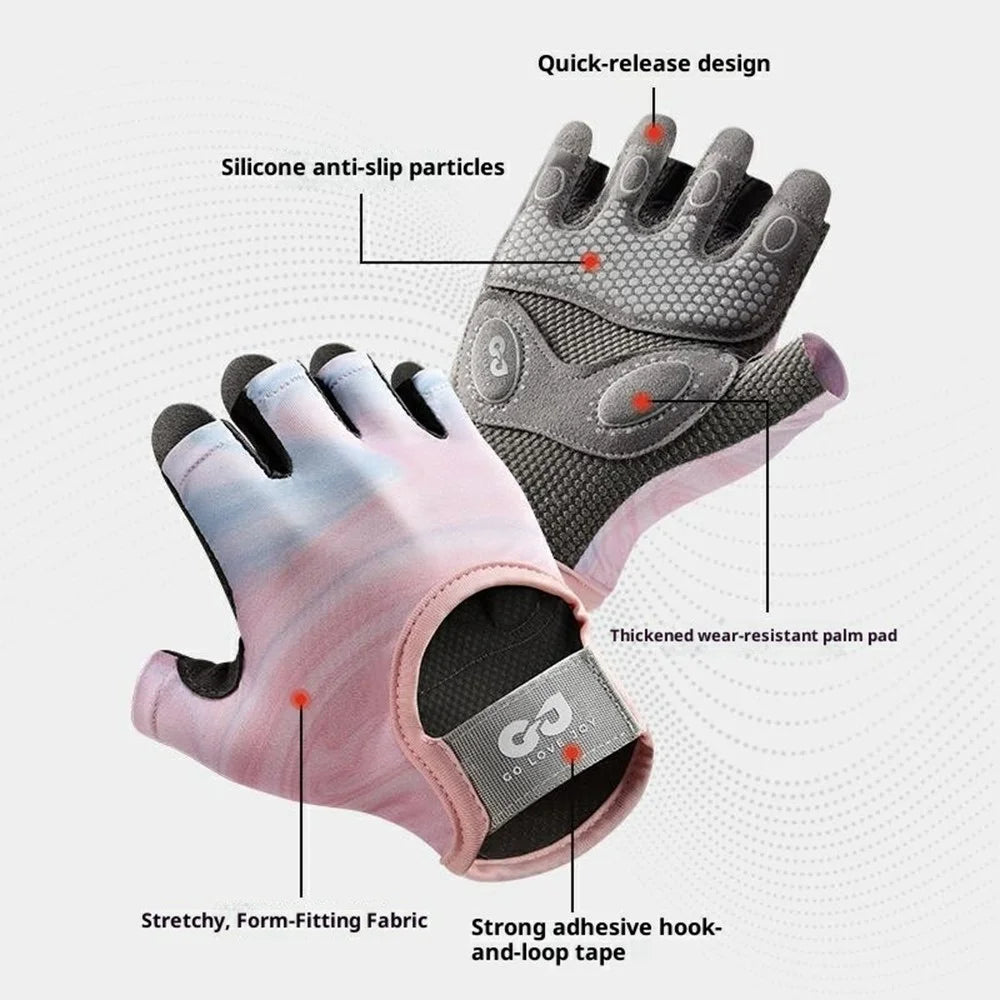 GOLOVEJOY XG66 Breathable Half Finger Gloves for Weightlifting Training Shock Absorbing Fitness Mittens - Black / S - 4