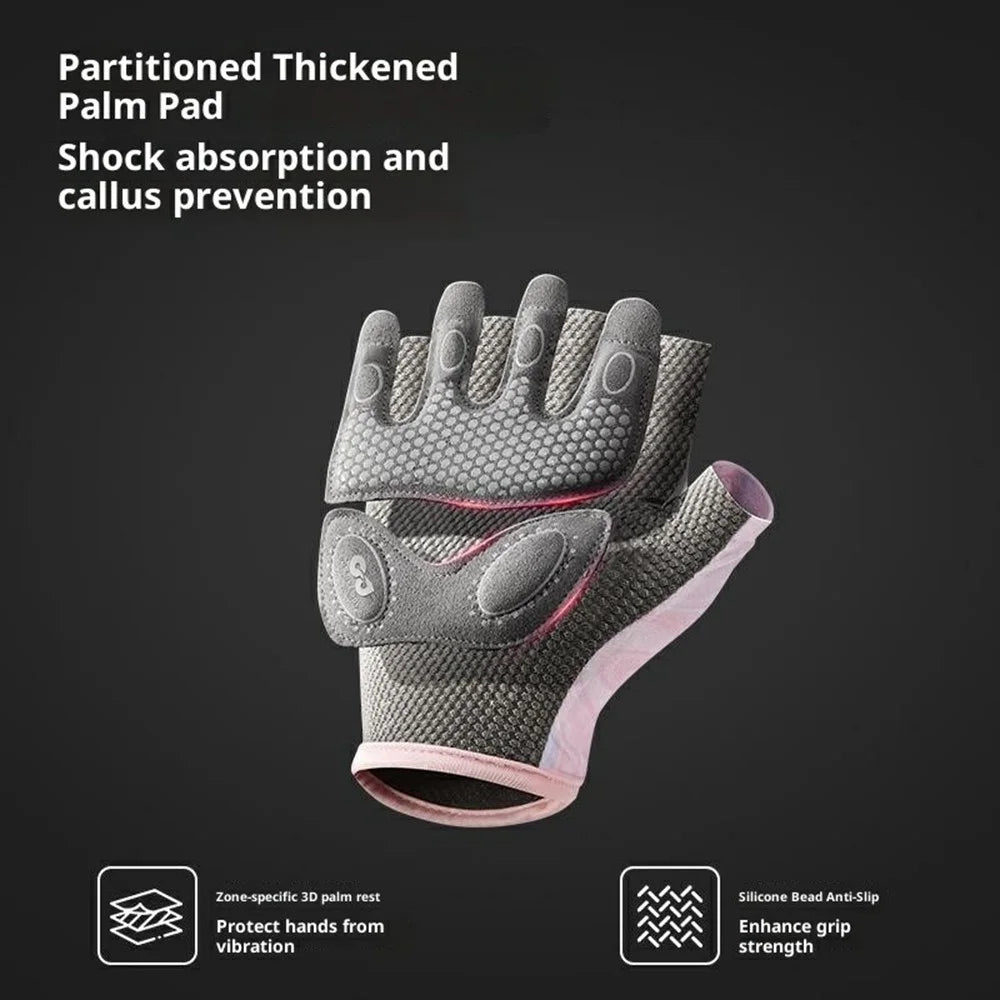 GOLOVEJOY XG66 Breathable Half Finger Gloves for Weightlifting Training Shock Absorbing Fitness Mittens - Black / S - 5