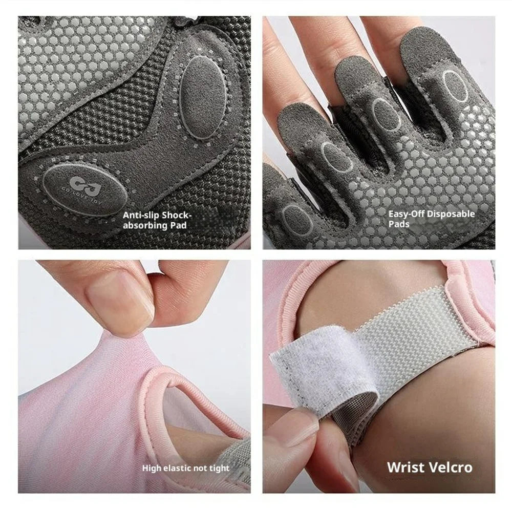 GOLOVEJOY XG66 Breathable Half Finger Gloves for Weightlifting Training Shock Absorbing Fitness Mittens - Black / S - 7