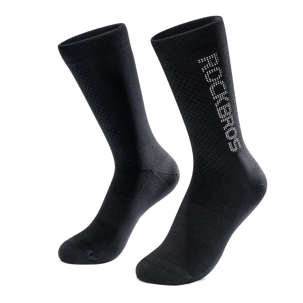 ROCKBROS Reflective Cycling Socks Anti Bacterial Moisture Wicking Mid Calf Socks for Men Women - Black/S - 1
