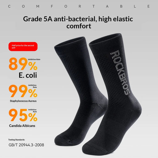 ROCKBROS Reflective Cycling Socks Anti Bacterial Moisture Wicking Mid Calf Socks for Men Women - Black/S - 2