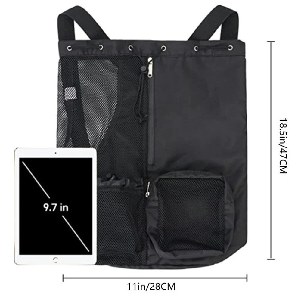 Drawstring Mesh Swimming Bag Wet Dry Separation Gym Beach Sports Gear Backpack with Water Bottle Holder - Black - 4