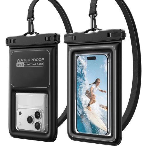 Waterproof Phone Case with Sponge Outdoor Swimming Diving Universal Floating Bag for Cellphones Below 7.5 Inch - Black Gray - 1