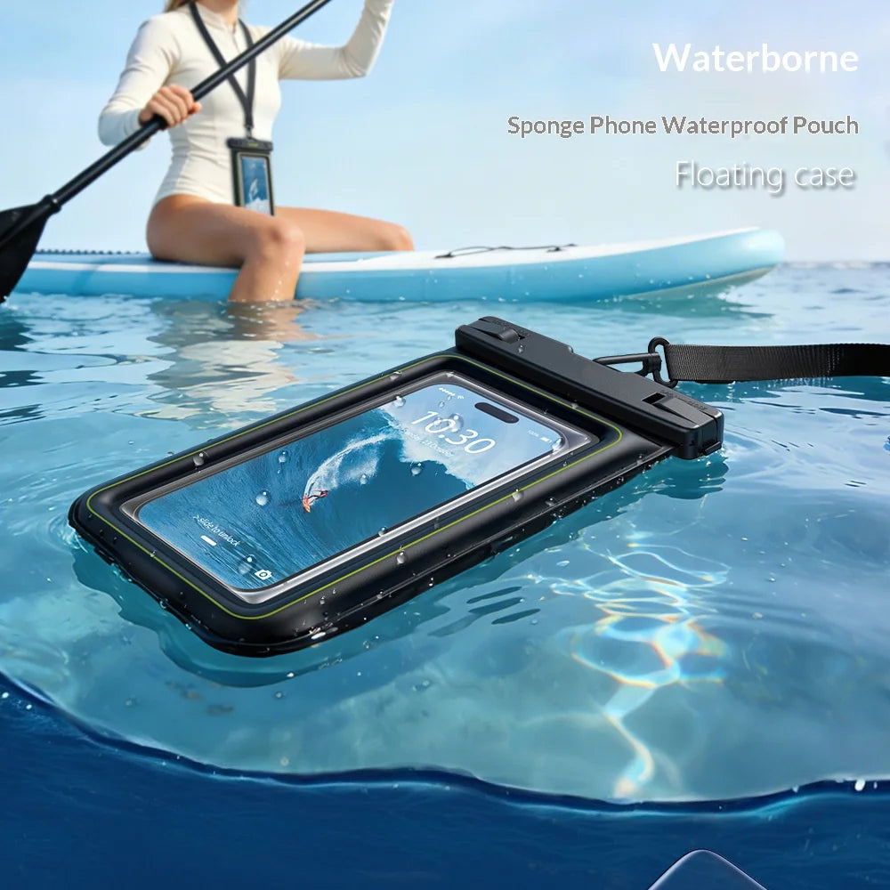 Waterproof Phone Case with Sponge Outdoor Swimming Diving Universal Floating Bag for Cellphones Below 7.5 Inch - Black Gray - 2