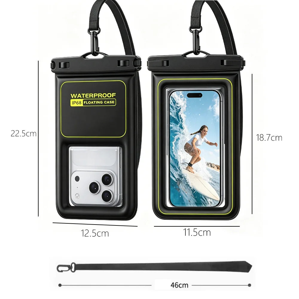 Waterproof Phone Case with Sponge Outdoor Swimming Diving Universal Floating Bag for Cellphones Below 7.5 Inch - Black Gray - 5