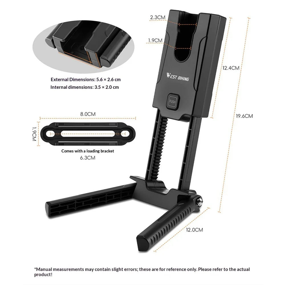WEST BIKING YP0723032 Portable Folding Bike Kickstand 270 Degree Rotation 7.5cm Adjustable for Road Mountain Bike - Black - 7