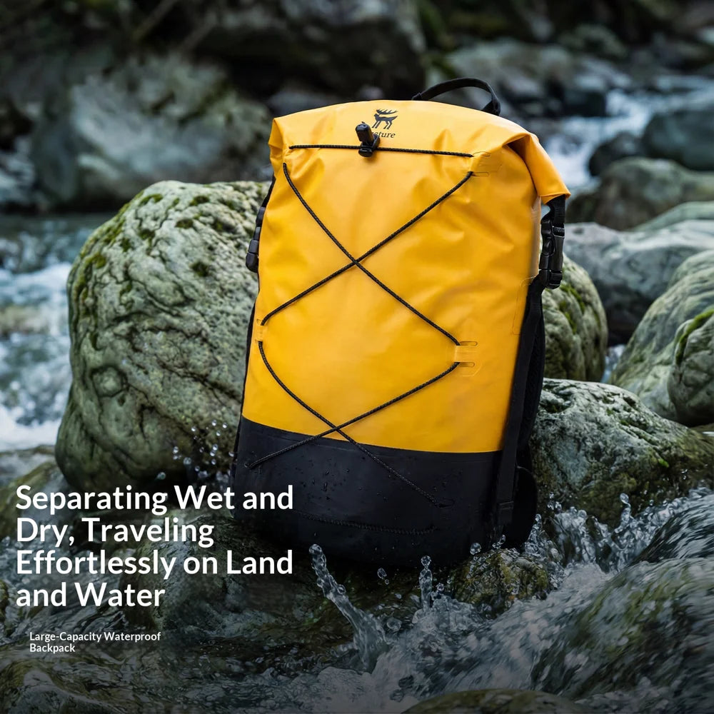QUNATURE 30170034 20L Waterproof Backpack Dry Wet Separation for Swimming Rafting Hiking Camping - Bright Yellow - 3