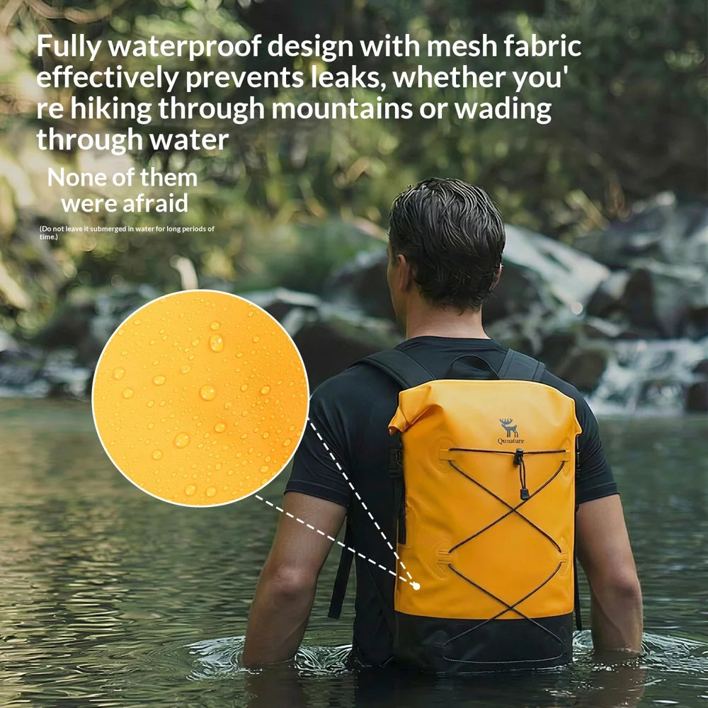 QUNATURE 30170034 20L Waterproof Backpack Dry Wet Separation for Swimming Rafting Hiking Camping - Bright Yellow - 4