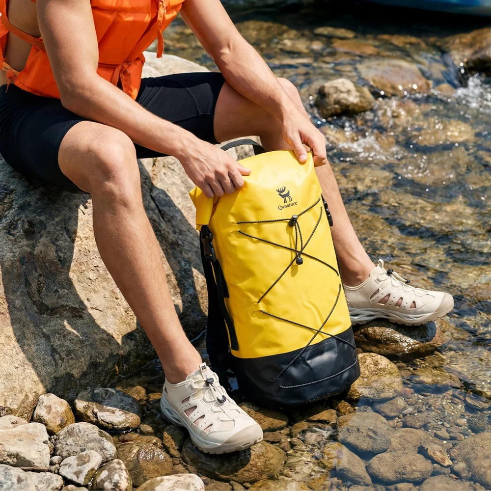 QUNATURE 30170034 20L Waterproof Backpack Dry Wet Separation for Swimming Rafting Hiking Camping - Bright Yellow - 7