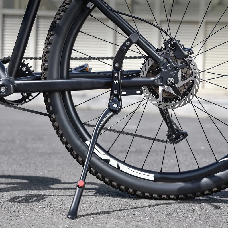 WEST BIKING YP0712049 Aluminum Alloy Bicycle Kickstand No-Drill Adjustable Side Stand for 24-29 Inch Mountain Road Bike - Black - 7