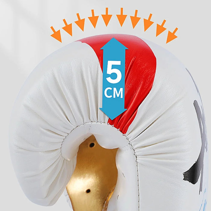 AIBEIJIAN 12oz Adult PU Leather Boxing Gloves Breathable Muay Thai Kickboxing Training Mitts - White - 4