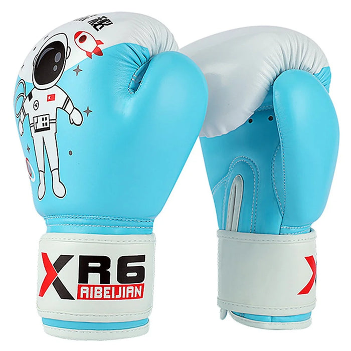 AIBEIJIAN 6oz PU Leather Children Kickboxing Protective Glove Punching Training Kids Boxing Gloves - Blue - 1