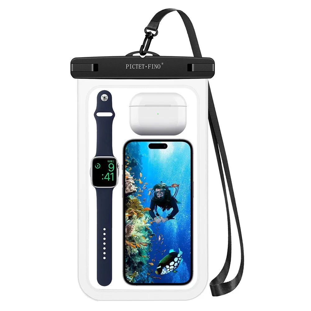 PICTET.FINO RH19 XL 10-inch Phone IPX8 Waterproof Bag Watch Headphone Pouch - White - 1