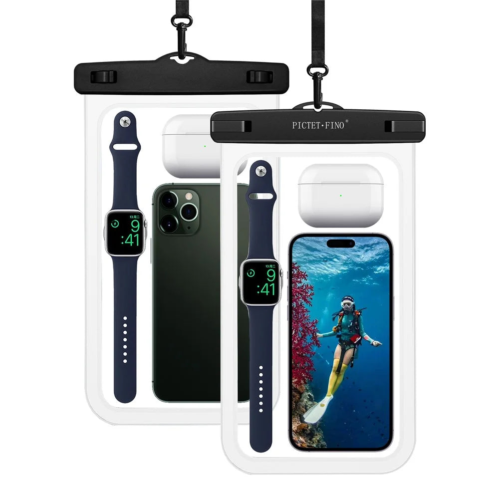 PICTET.FINO RH19 XL 10-inch Phone IPX8 Waterproof Bag Watch Headphone Pouch - White - 3