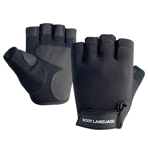 BGB21 1 Pair Unisex Pull-ups Fitness Sport Gloves Breathable Anti-skid Half Finger Gloves - Black / M - 1
