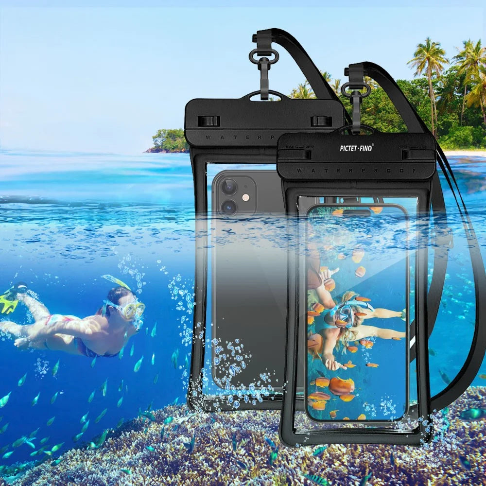 PICTET.FINO RH26 RH26 Phone IPX8 Waterproof Bag 30m Underwater Diving TPU Phone Case - Black - 3
