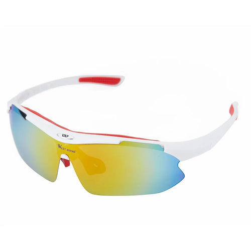 WEST BIKING UV400 Protection Outdoor Sports Cycling Glasses - White Frame/Blue Coated Lens - 1