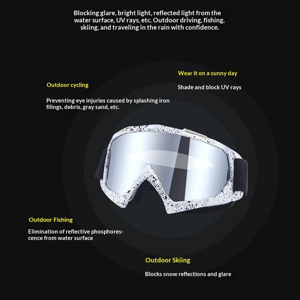Outdoor Goggles PC Lens UV Protection Windproof Anti-Impact Glasses for Cycling Skiing Climbing Fishing - Black Frame / Transparent Lens - 4