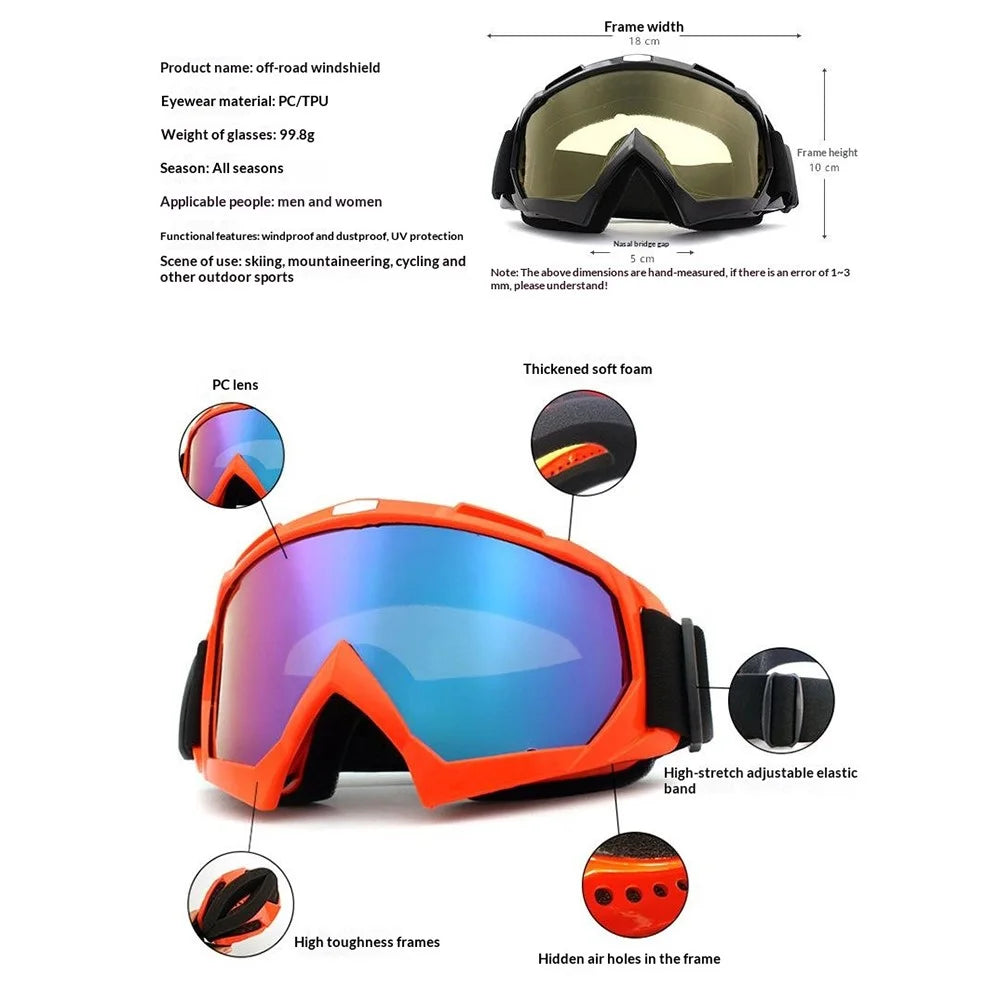Outdoor Goggles PC Lens UV Protection Windproof Anti-Impact Glasses for Cycling Skiing Climbing Fishing - Black Frame / Transparent Lens - 6