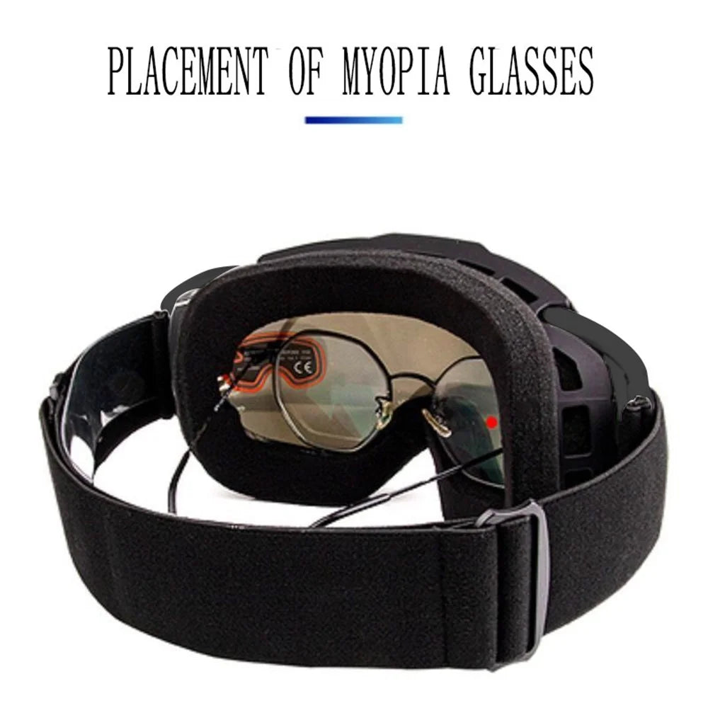 201 Double Layer Anti-fog Anti-UV Ski Goggles Winter Windproof Ski Eye Glasses - Black - 2