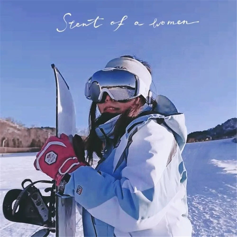 201 Double Layer Anti-fog Anti-UV Ski Goggles Winter Windproof Ski Eye Glasses - Black - 7