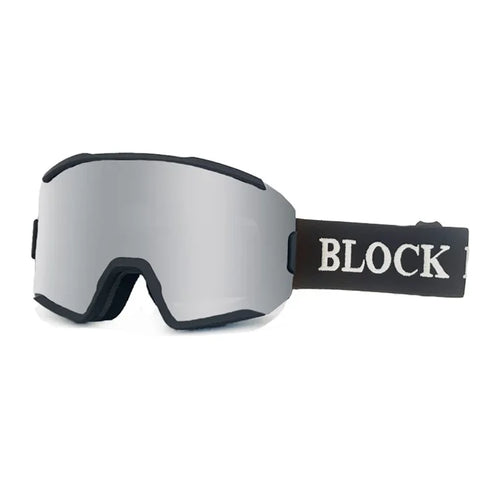 BLOCK MAN 289 Double Layer HD Large Vision Winter Ski Goggles Anti-fog Anti-UV Windproof Ski Glasses - Black Frame / Silver Lens - 1