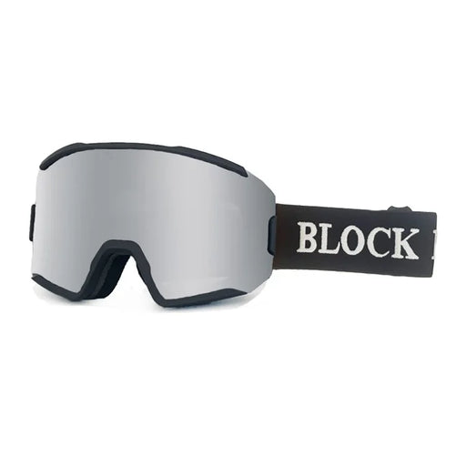 BLOCK MAN 289 Double Layer HD Large Vision Winter Ski Goggles Anti-fog Anti-UV Windproof Ski Glasses - Black Frame / Silver Lens - 1