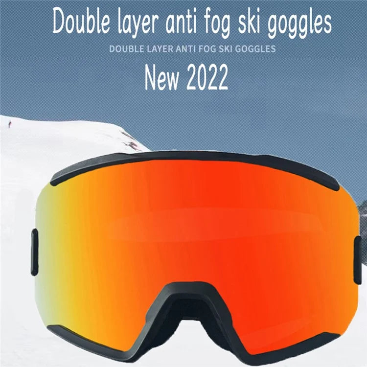 BLOCK MAN 289 Double Layer HD Large Vision Winter Ski Goggles Anti-fog Anti-UV Windproof Ski Glasses - Black Frame / Silver Lens - 3