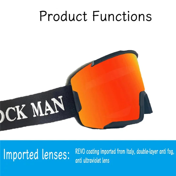 BLOCK MAN 289 Double Layer HD Large Vision Winter Ski Goggles Anti-fog Anti-UV Windproof Ski Glasses - Black Frame / Silver Lens - 4