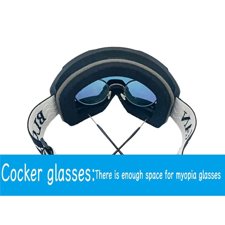 BLOCK MAN 289 Double Layer HD Large Vision Winter Ski Goggles Anti-fog Anti-UV Windproof Ski Glasses - Black Frame / Silver Lens - 6