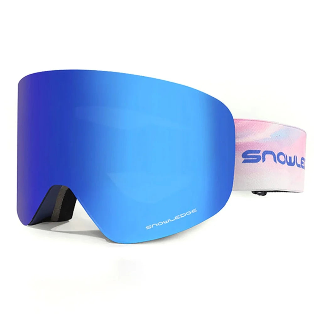 SNOWLEDGE HB-197B Sports Magnetic Ski Goggles Boardless Double Layer Anti-Fog Ski Glasses Skiing Gear - Blue - 1