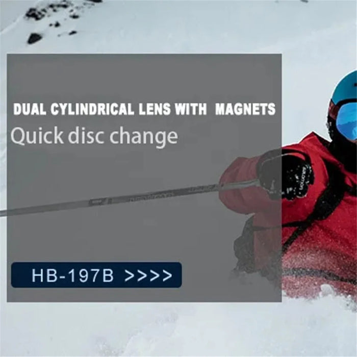 SNOWLEDGE HB-197B Sports Magnetic Ski Goggles Boardless Double Layer Anti-Fog Ski Glasses Skiing Gear - Blue - 2