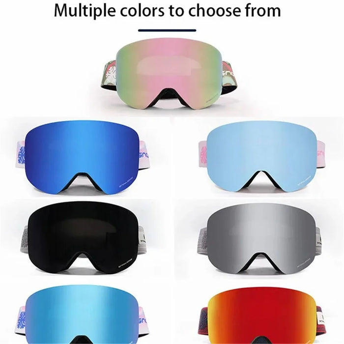 SNOWLEDGE HB-197B Sports Magnetic Ski Goggles Boardless Double Layer Anti-Fog Ski Glasses Skiing Gear - Blue - 4